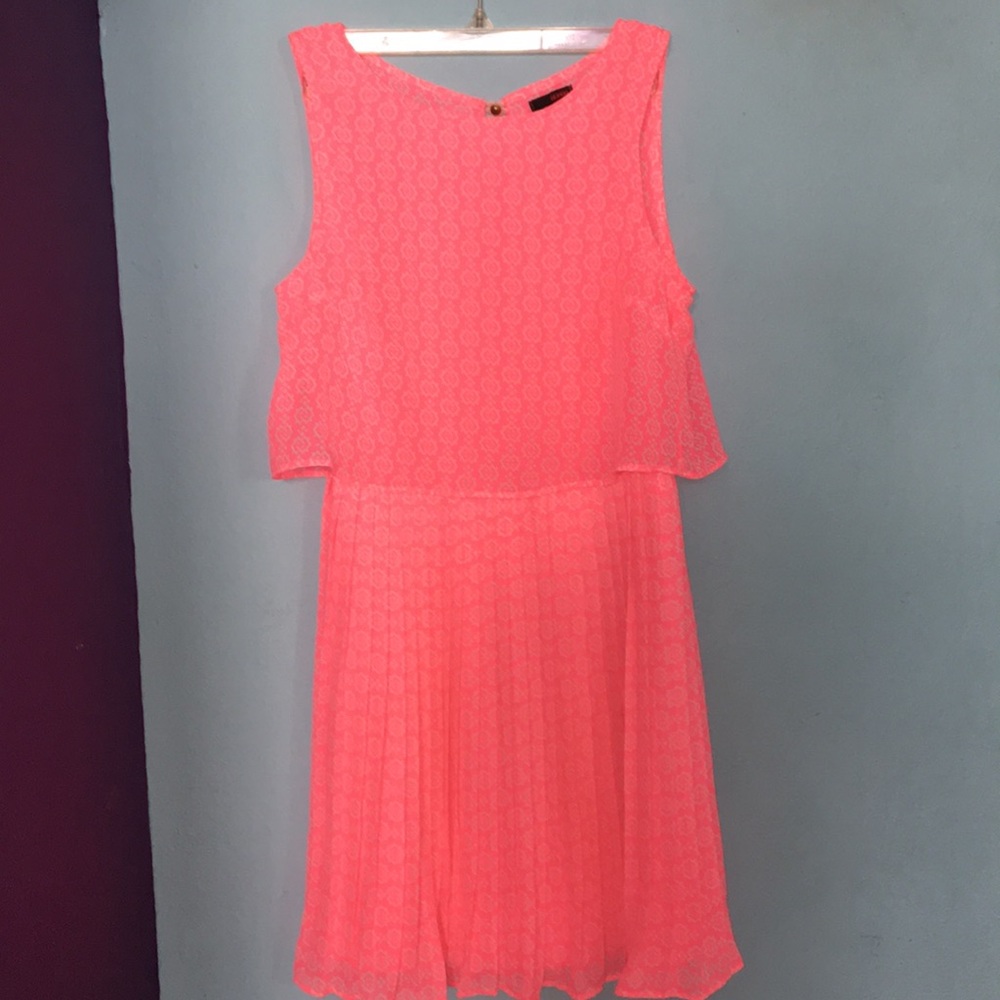 Neon Pink Strap Flowy Dress